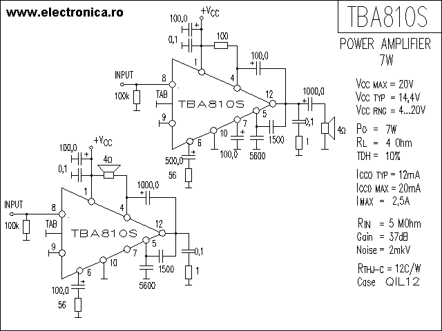 TBA810S power audio amplifier schematic