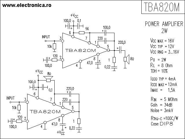 TBA820M power audio amplifier schematic