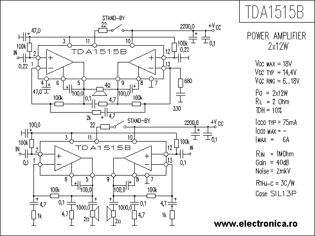 TDA1515B power audio amplifier schematic