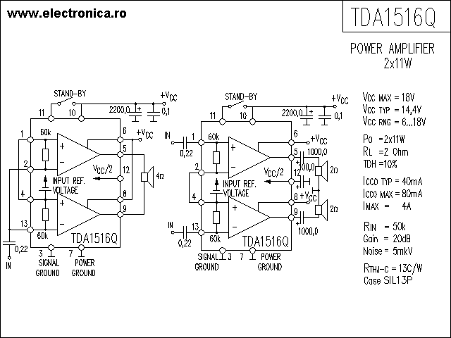 TDA1516Q power audio amplifier schematic