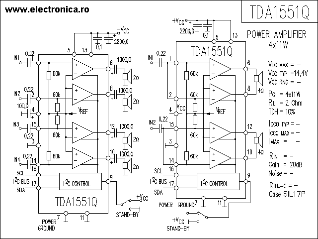 TDA1551Q power audio amplifier schematic