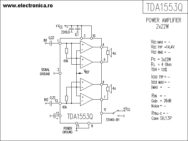 TDA1553Q power audio amplifier schematic