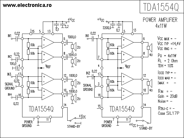 TDA1554Q power audio amplifier schematic
