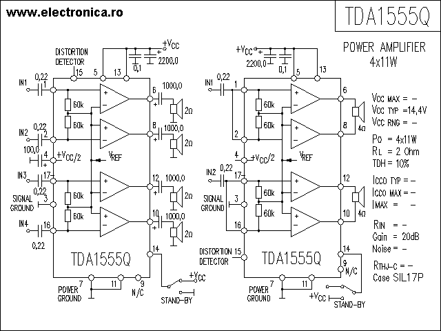 TDA1555Q power audio amplifier schematic