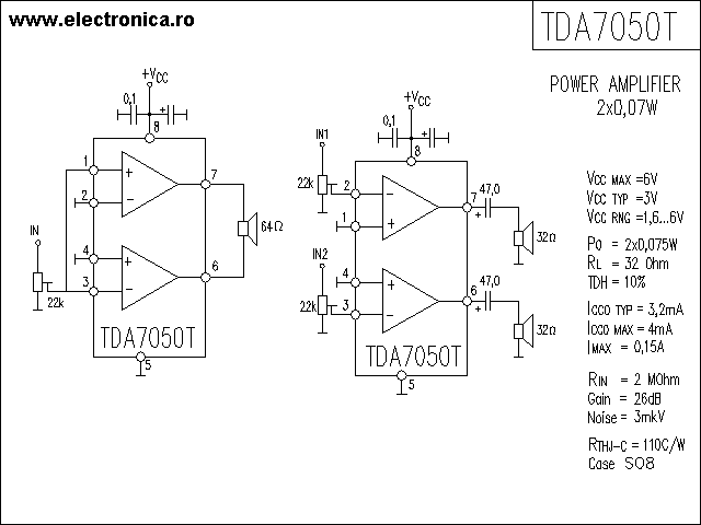 TDA7050T power audio amplifier schematic