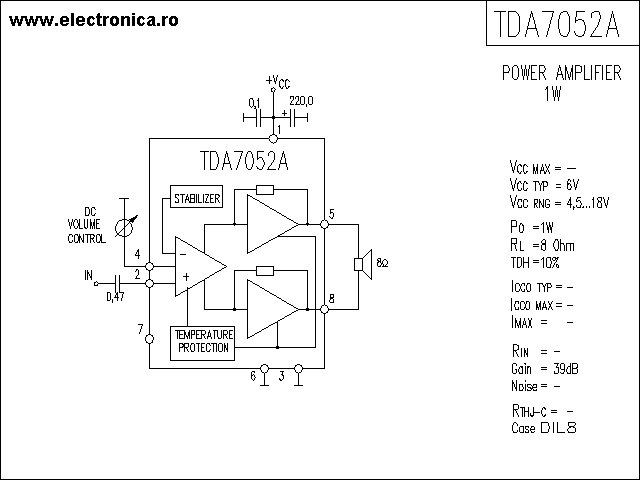 TDA7052A power audio amplifier schematic