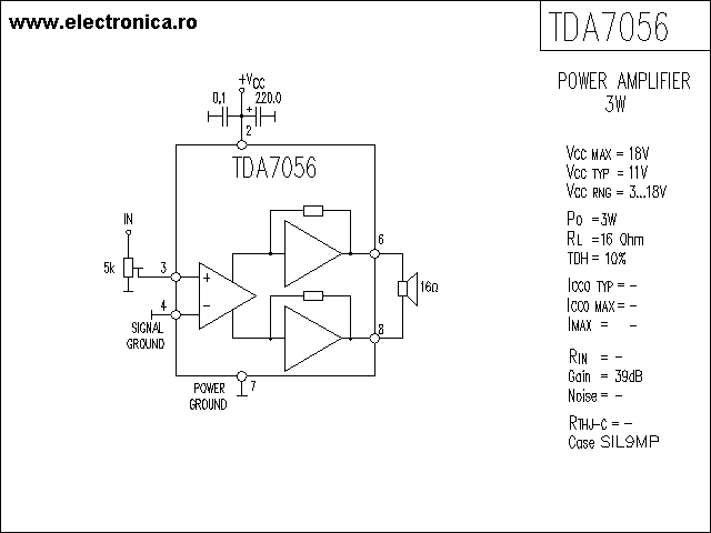 TDA7056 power audio amplifier schematic
