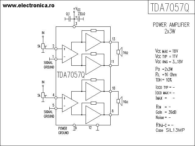 TDA7057Q power audio amplifier schematic
