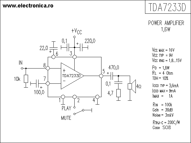 TDA7233D power audio amplifier schematic