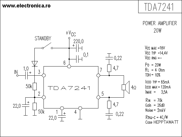 TDA7241 power audio amplifier schematic