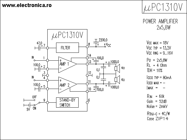 uPC1310V power audio amplifier schematic