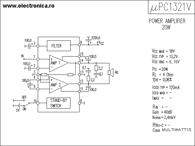 uPC1321V power audio amplifier schematic